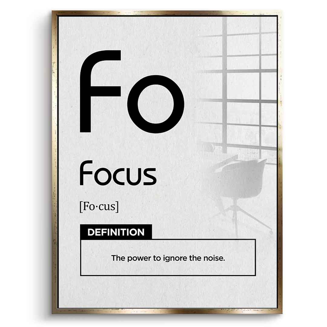 DOTCOMCANVAS® Focus (Fo) Acrylglasbild Version Weiß – Vorderansicht Silberner Rahmen