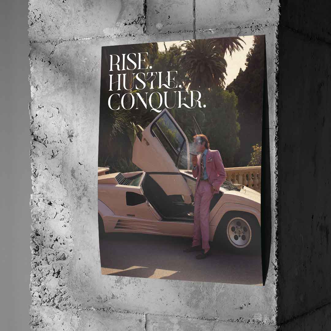 DOTCOMCANVAS Rise. Hustle. Conquer. Poster auf Betonwand