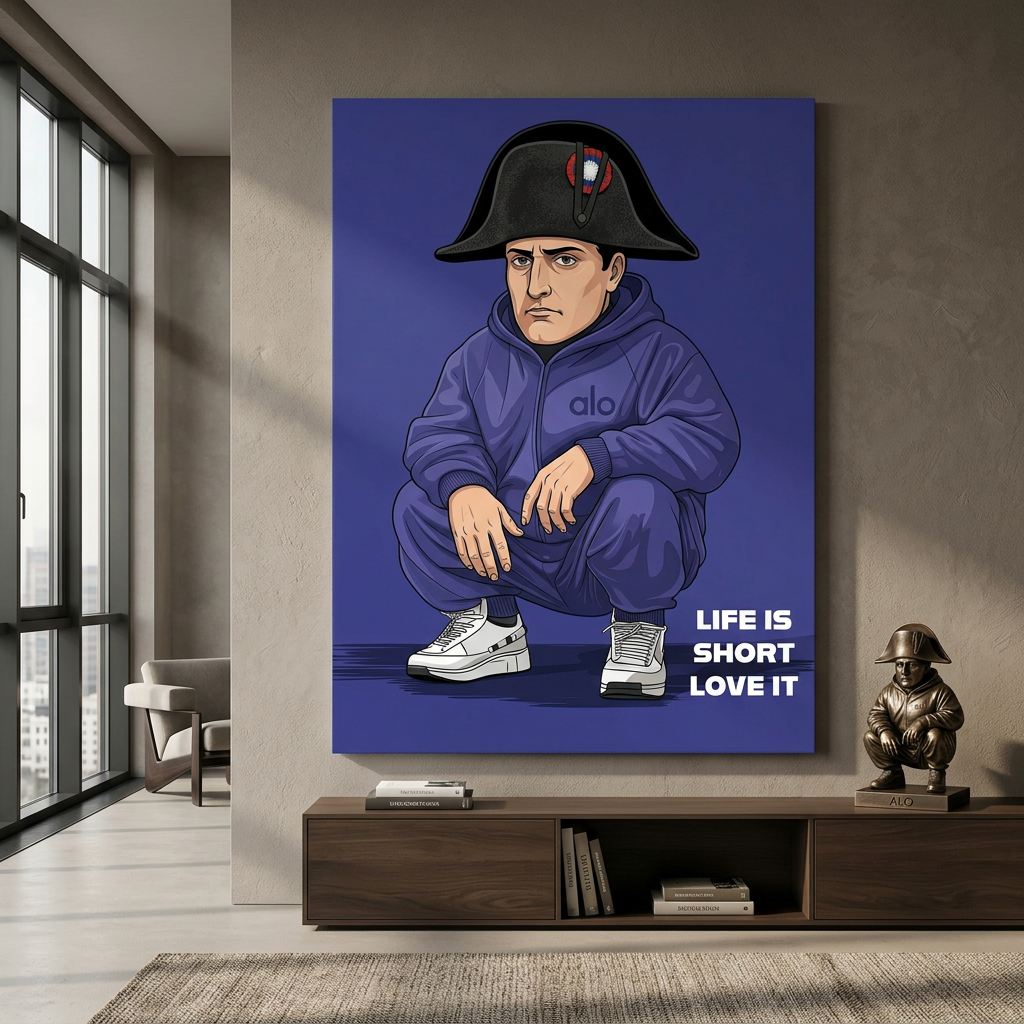 Napoleon Swag Leinwandbild im Wohnzimmer Raumansicht