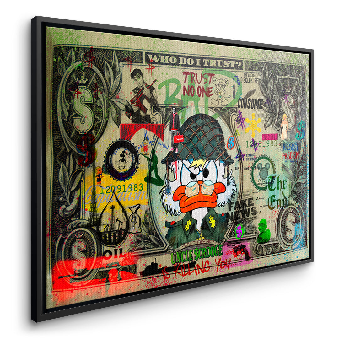 DOTCOMCANVAS TRUST NO ONE Leinwandbild Seitenansicht Schwarz