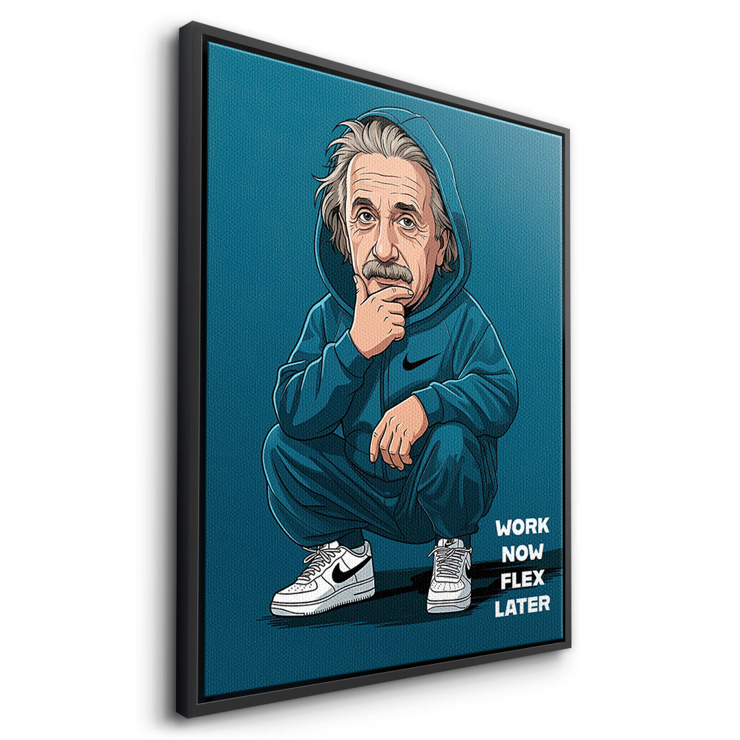 Einstein Swag Leinwandbild Seitenansicht Schwarz