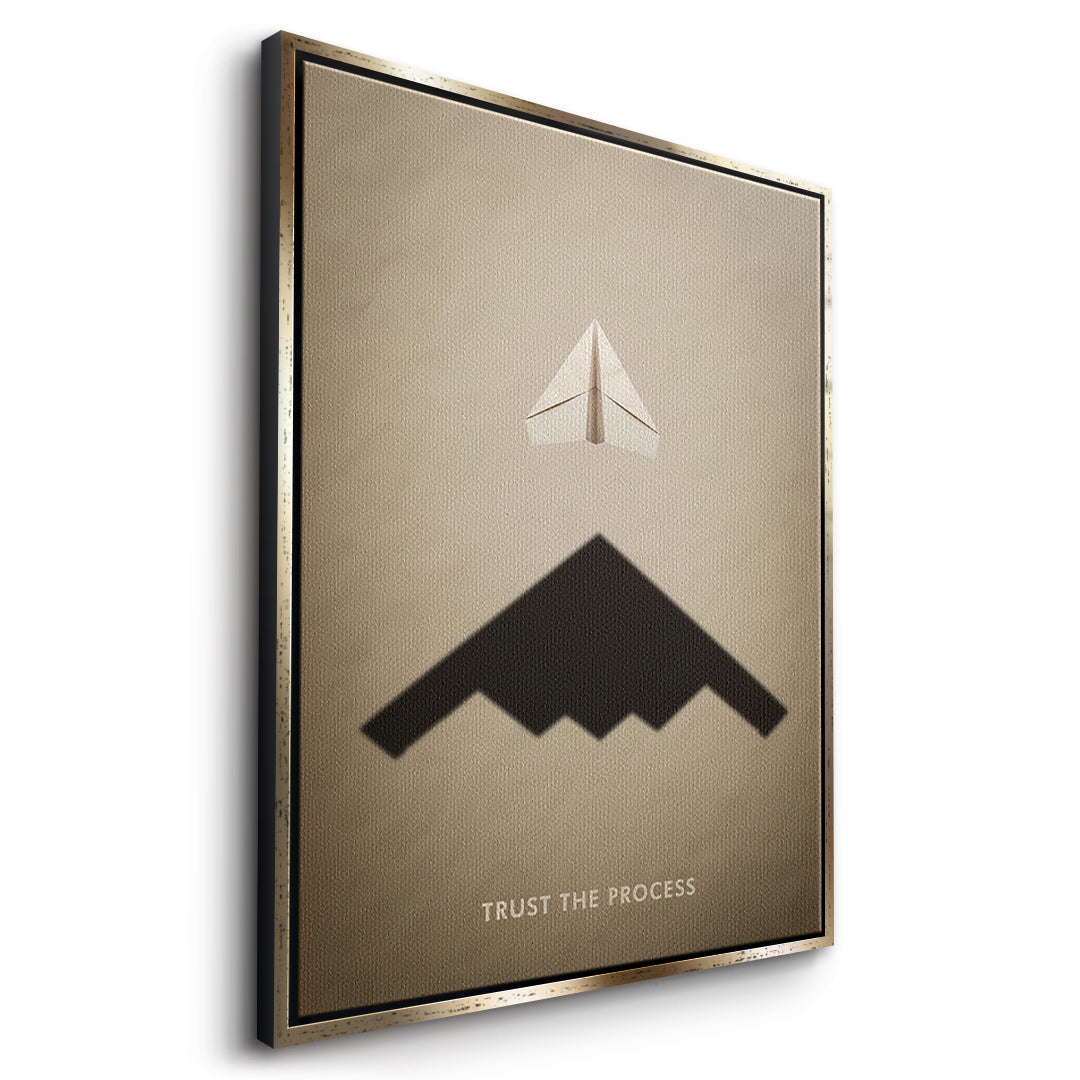 DOTCOMCANVAS Trust the Process Leinwandbild Seitenansicht goldener Rahmen