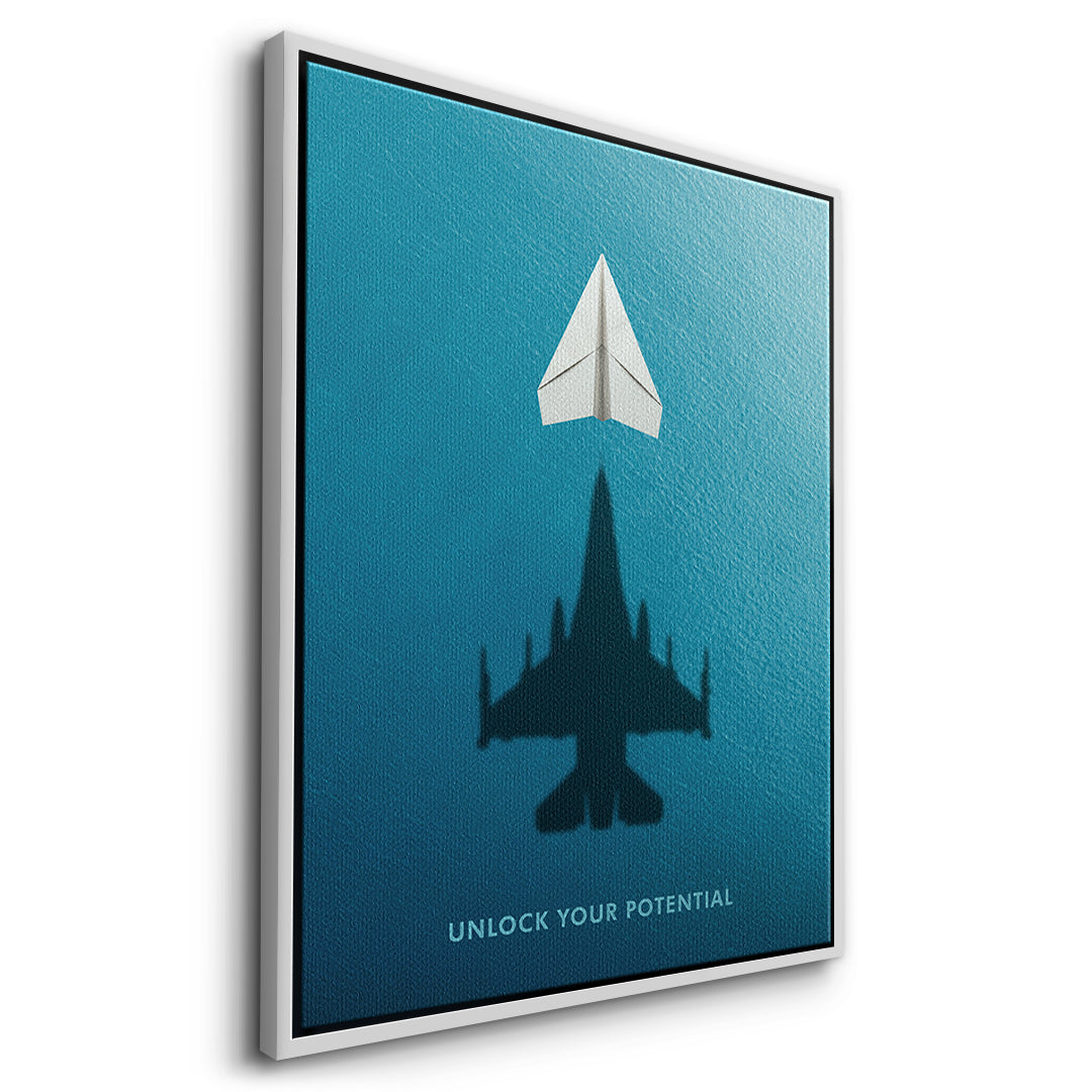 DOTCOMCANVAS Unlock Your Potential Leinwandbild Seitenansicht weißer Rahmen
