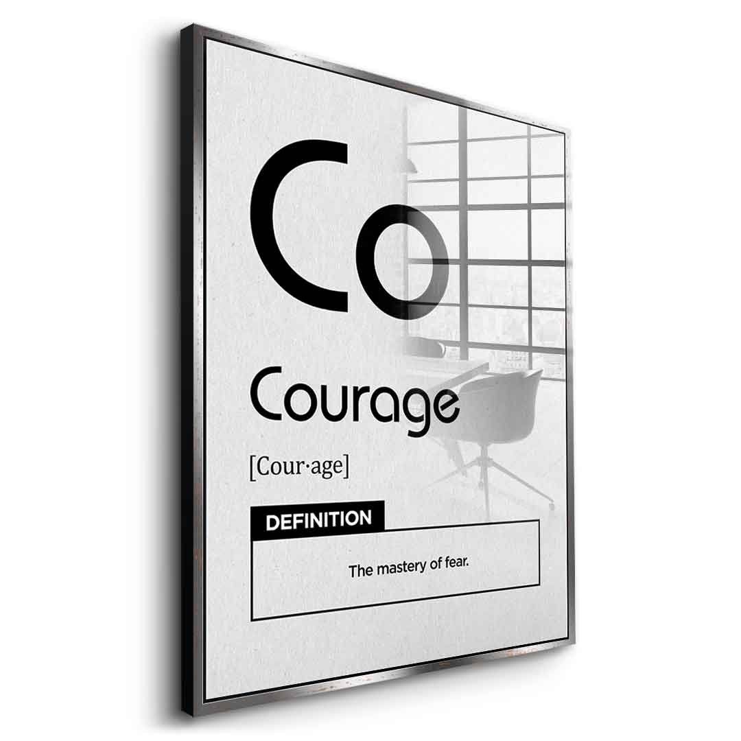 DOTCOMCANVAS® Courage (Co) Acrylglasbild Version Weiß – Vorderansicht Ohne Rahmen