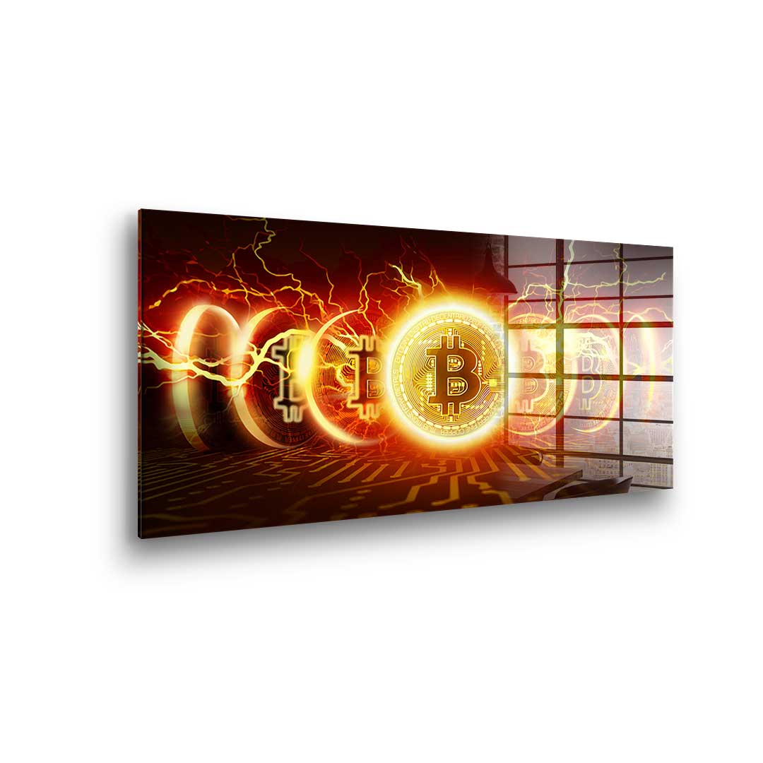Bitcoin Fire Explosion - Acrylglas