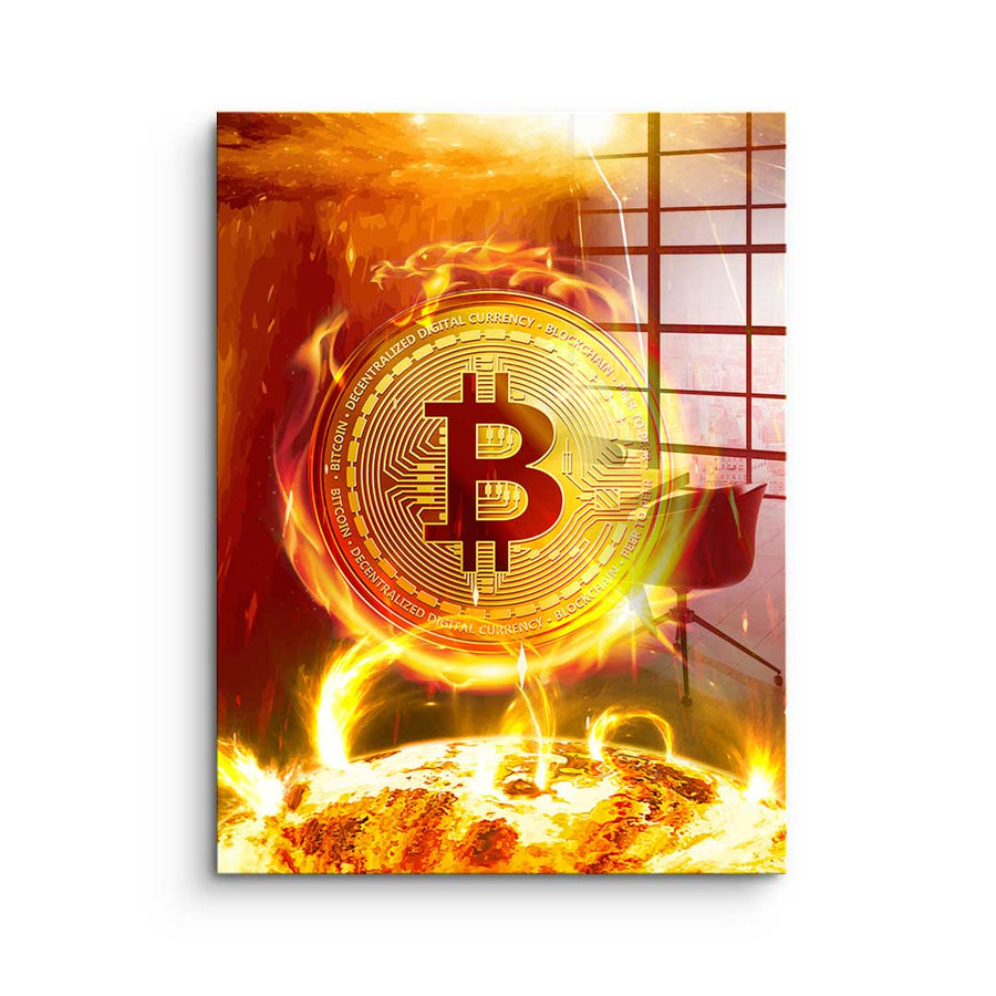 Bitcoin on Fire - Acrylglas
