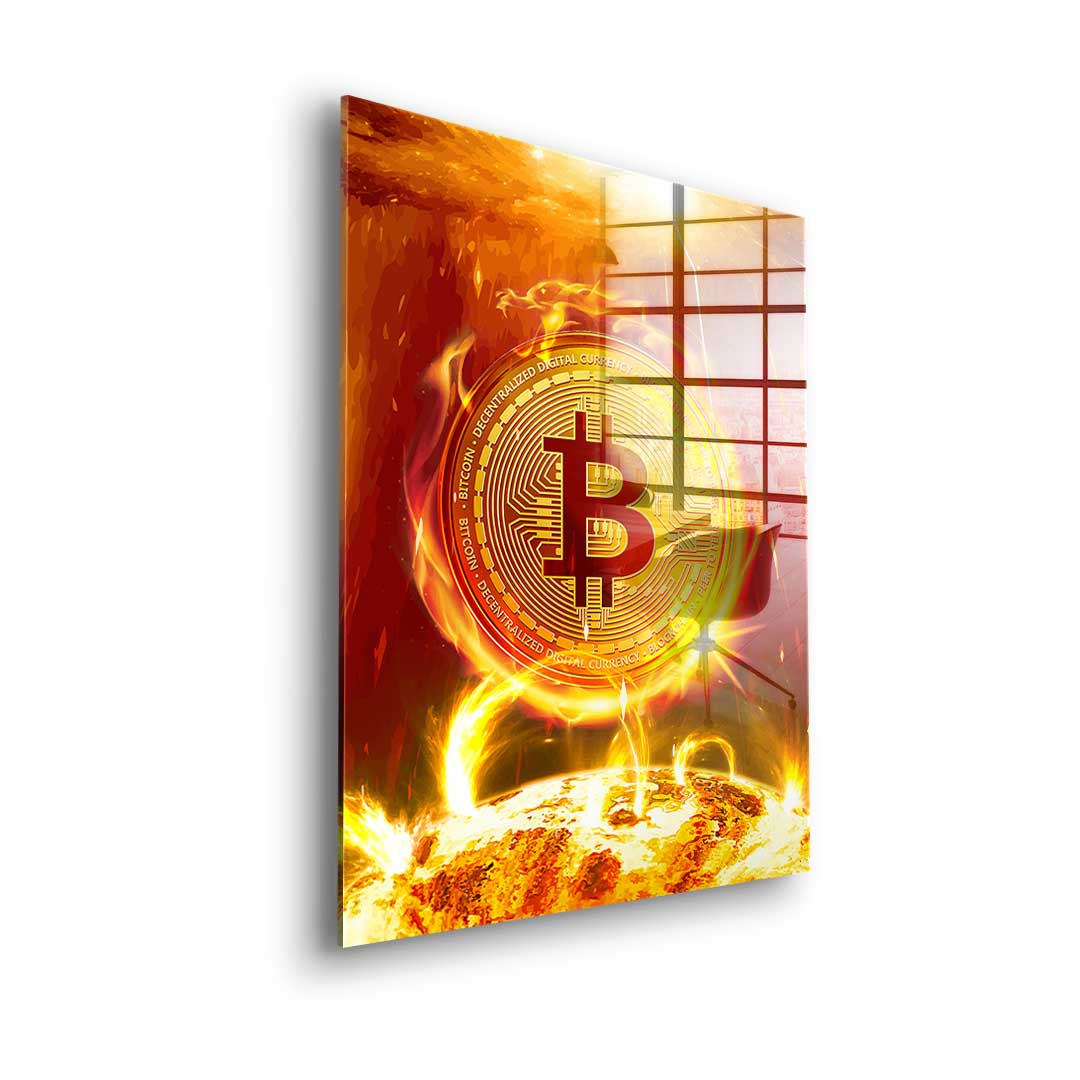 Bitcoin on Fire - Acrylglas
