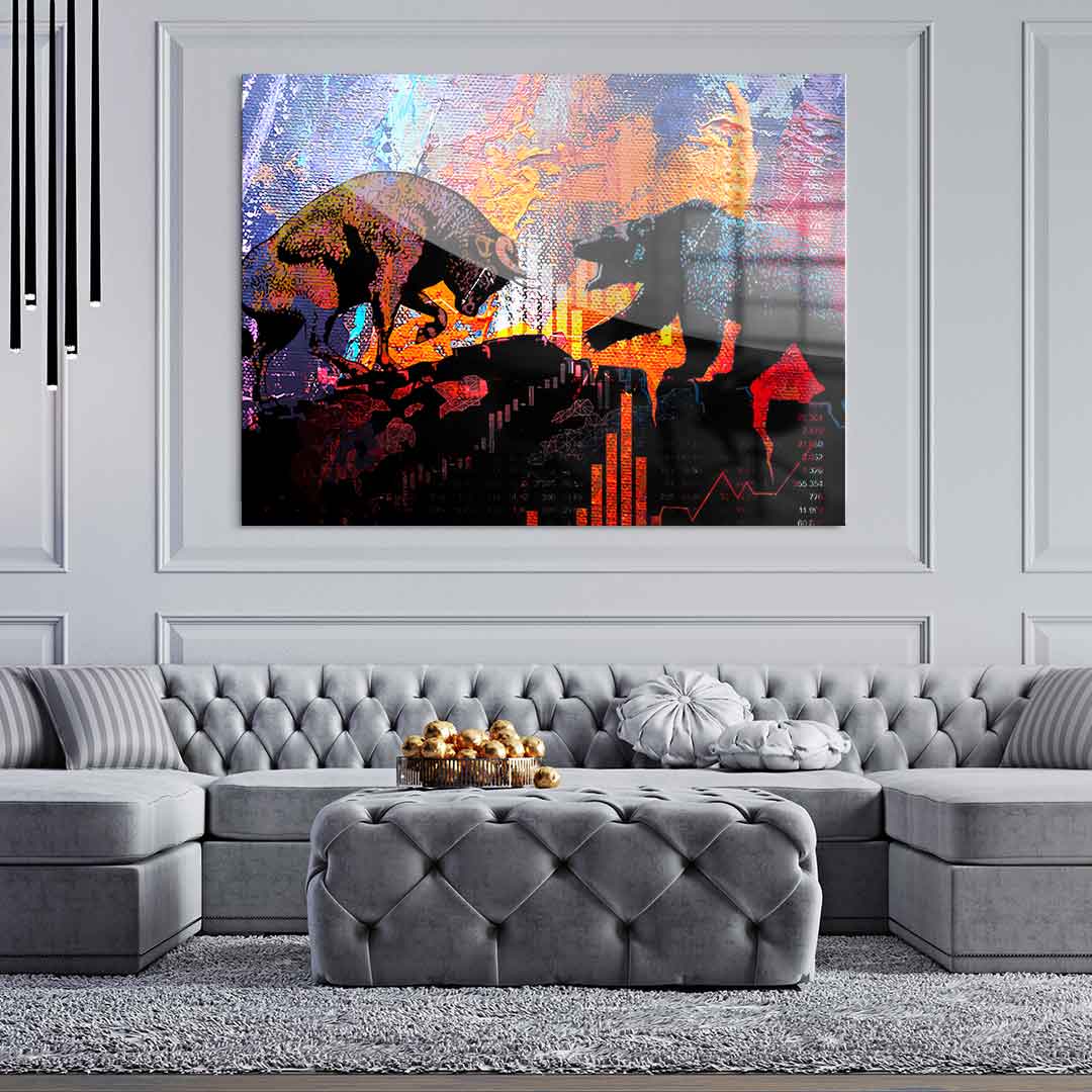 Bull Fights Bear - Acrylic Glass